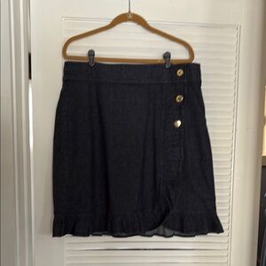Black Denim Skirt / Gold Buttons